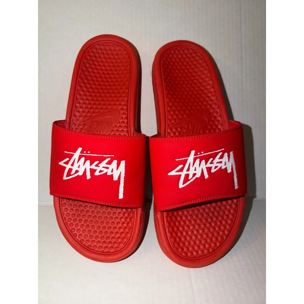 Men's Nike Stussy Red Slides Size 9